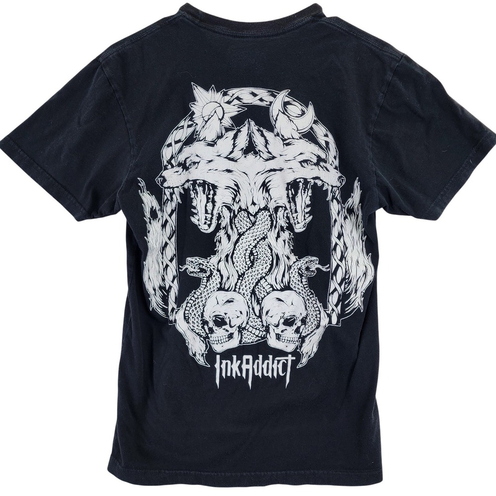 Ink Addict Tattoo Lifestyle Brand Short Sleeve Graphic T Shirt‎ Men Small Black